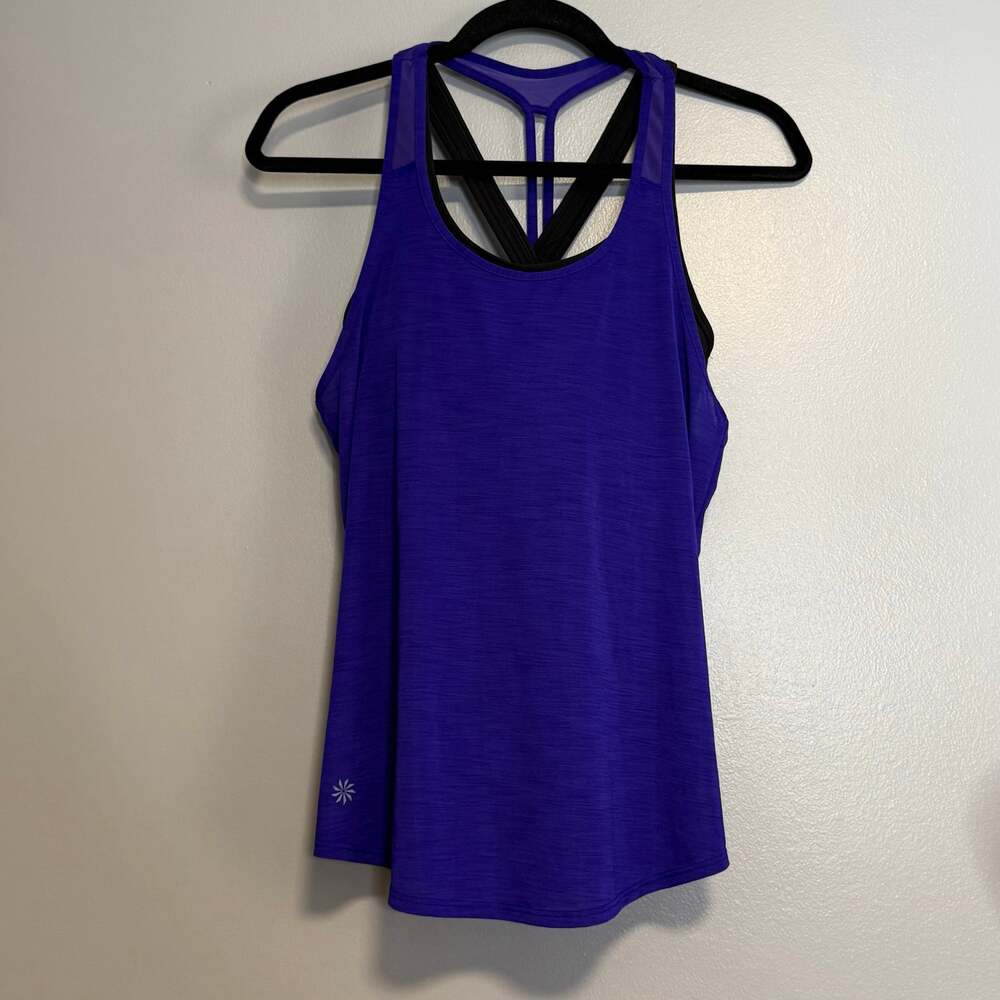 Athleta Box Jump 2 in 1 Built in Bra Tank Top Blue Black